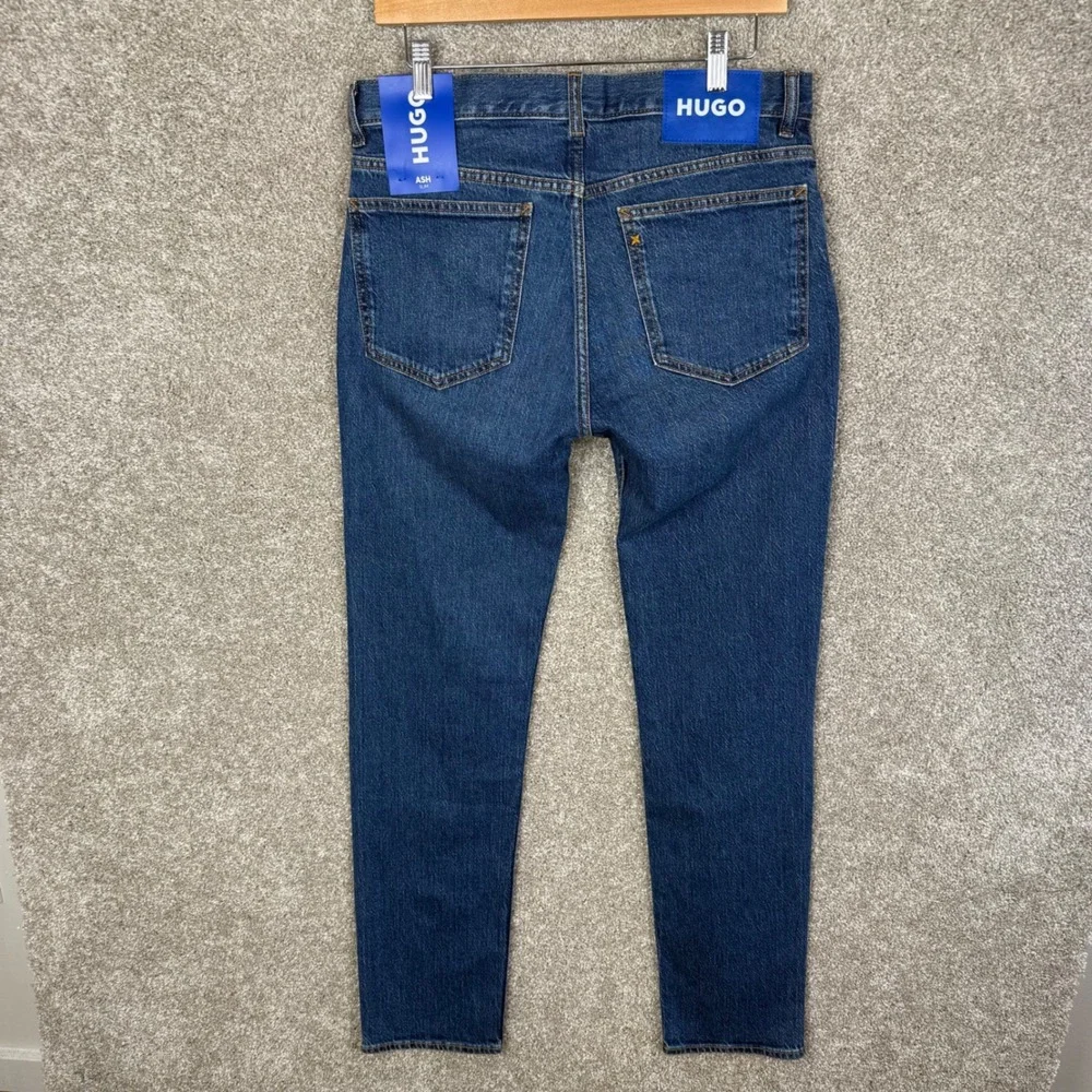 Hugo Boss Ash Slim Fit Jeans Mens 30x32 Dark Wash Blue Denim 50511502 NEW